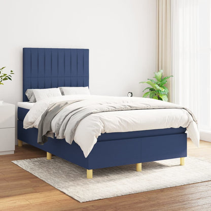 Box Spring Postel S Matrací Textil Modrá