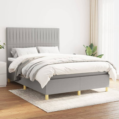 Box Spring Postel S Matrací Textil Světle Šedá