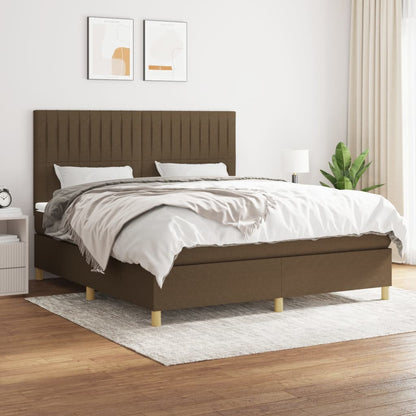 Box Spring Postel S Matrací Textil Tmavě Hnědá