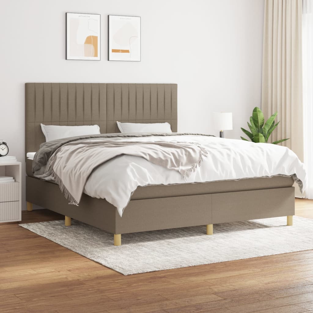Box Spring Postel S Matrací Textil Taupe