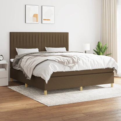 Box Spring Postel S Matrací Textil Tmavě Hnědá