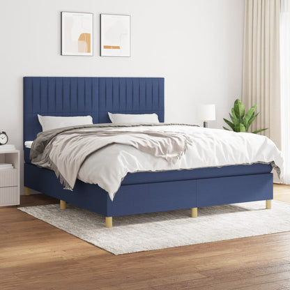 Box Spring Postel S Matrací Textil Modrá