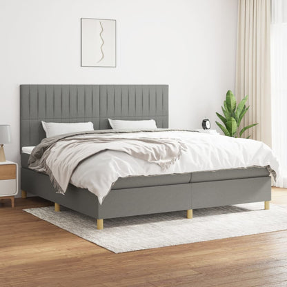 Box Spring Postel S Matrací Textil Tmavě Šedá