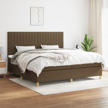 Box Spring Postel S Matrací Textil Tmavě Hnědá