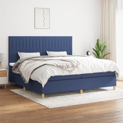 Box Spring Postel S Matrací Textil Modrá