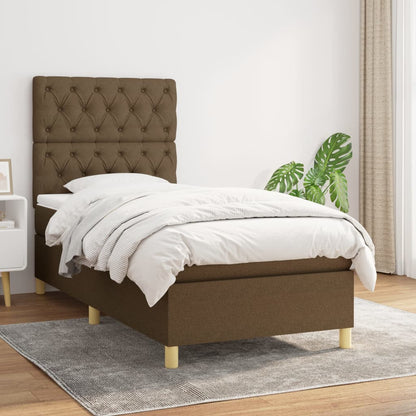 Box Spring Postel S Matrací Textil Tmavě Hnědá