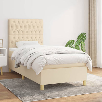 Box Spring Postel S Matrací Textil Krémová