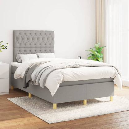 Box Spring Postel S Matrací Textil Světle Šedá