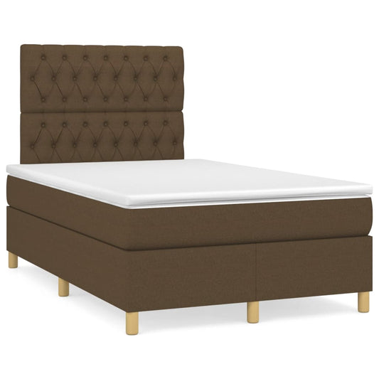 Box Spring Postel S Matrací Textil Tmavě Hnědá