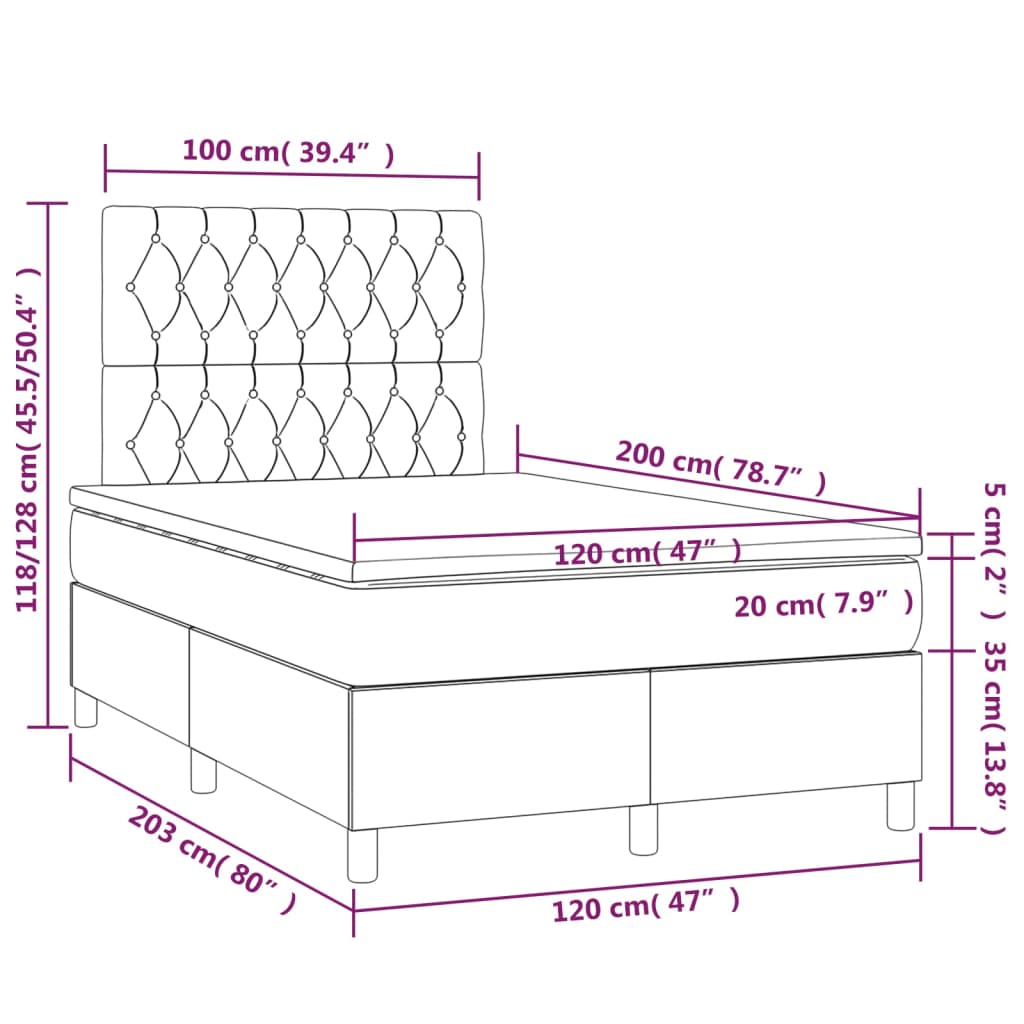 Box Spring Postel S Matrací Textil Tmavě Hnědá