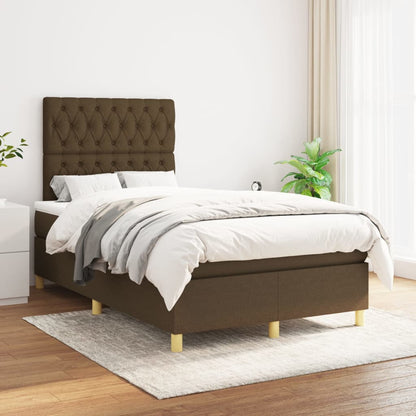 Box Spring Postel S Matrací Textil Tmavě Hnědá