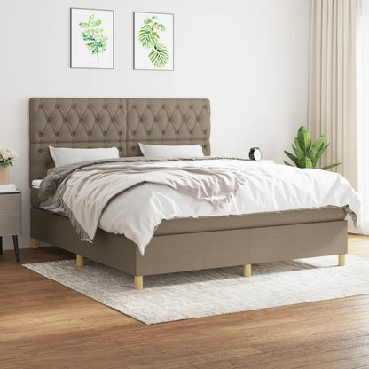 Box Spring Postel S Matrací Textil Taupe