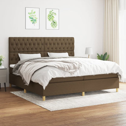 Box Spring Postel S Matrací Textil Tmavě Hnědá