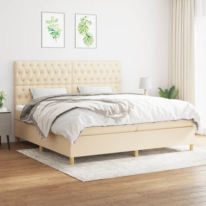 Box Spring Postel S Matrací Textil Krémová