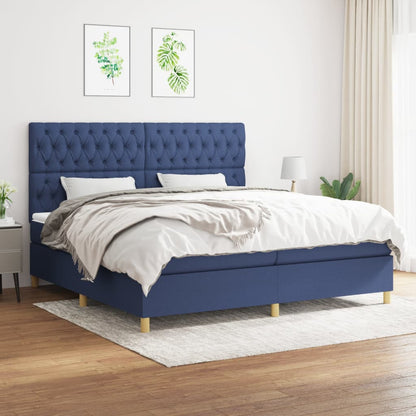 Box Spring Postel S Matrací Textil Modrá