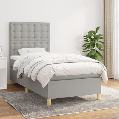 Box Spring Postel S Matrací Textil Světle Šedá