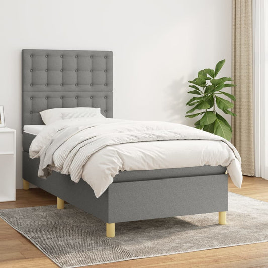 Box Spring Postel S Matrací Textil Tmavě Šedá