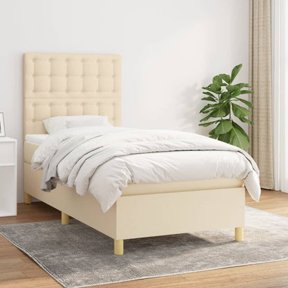 Box Spring Postel S Matrací Textil Krémová