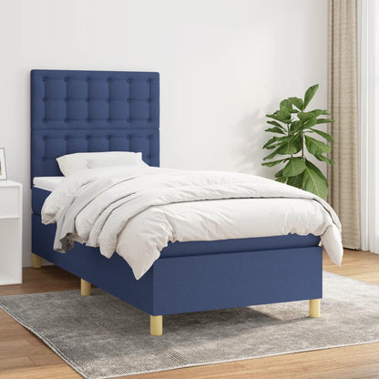 Box Spring Postel S Matrací Textil Modrá