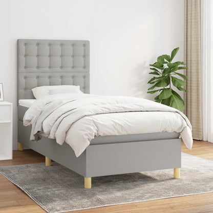Box Spring Postel S Matrací Textil Světle Šedá