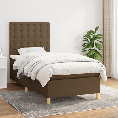 Box Spring Postel S Matrací Textil Tmavě Hnědá