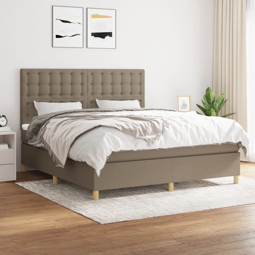 Box Spring Postel S Matrací Textil Taupe
