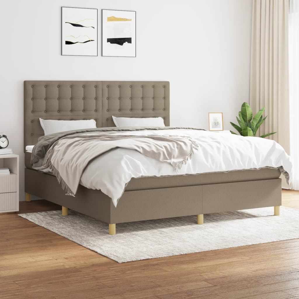 Box Spring Postel S Matrací Textil Taupe