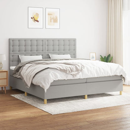 Box Spring Postel S Matrací Textil Světle Šedá