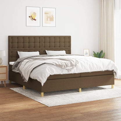 Box Spring Postel S Matrací Textil Tmavě Hnědá
