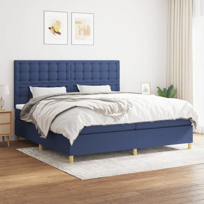 Box Spring Postel S Matrací Textil Modrá