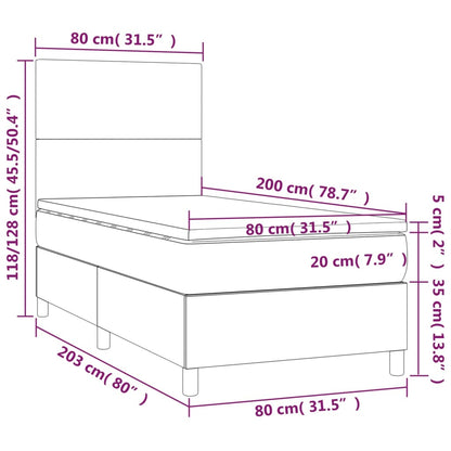 Box Spring Postel S Matrací Krémová 80 X 200 Cm Umělá Kůže