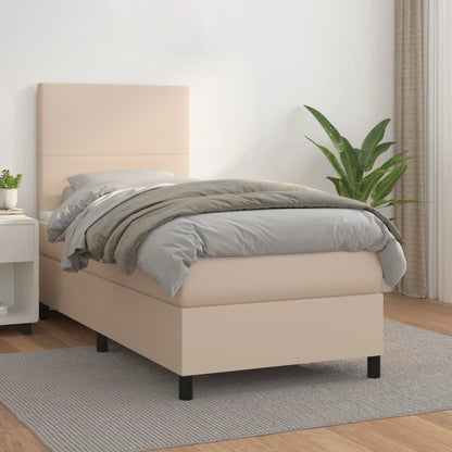 Box Spring Postel S Matrací Umělá Kůže Cappuccino