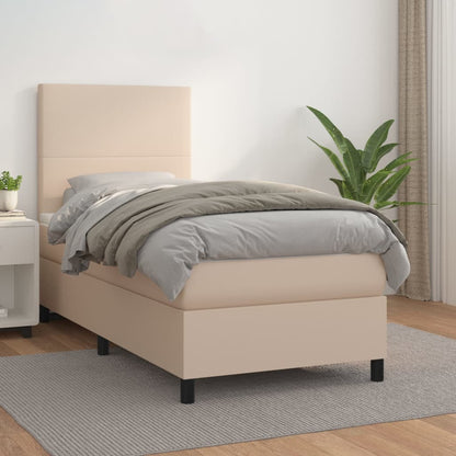 Box Spring Postel S Matrací Umělá Kůže Cappuccino