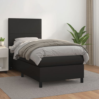 Box Spring Postel S Matrací Černá Umělá Kůže Černá