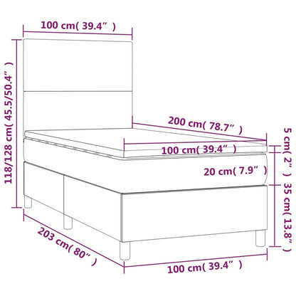 Box Spring Postel S Matrací Krémová 100X200 Cm Umělá Kůže