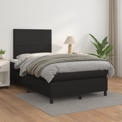 Box Spring Postel S Matrací Černá Umělá Kůže Černá