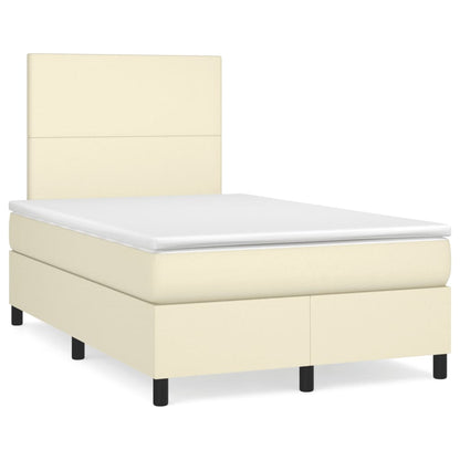 Box Spring Postel S Matrací Krémová 120X200 Cm Umělá Kůže