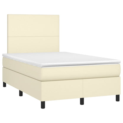 Box Spring Postel S Matrací Krémová 120X200 Cm Umělá Kůže