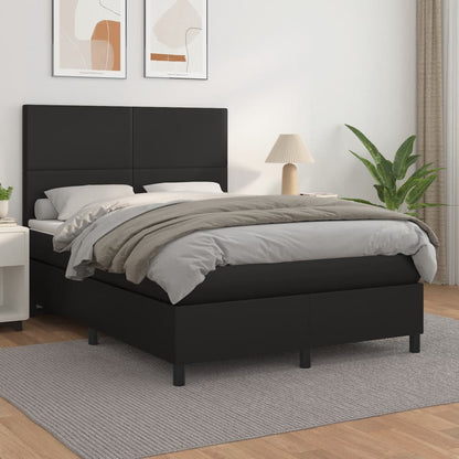 Box Spring Postel S Matrací Černá Umělá Kůže Černá