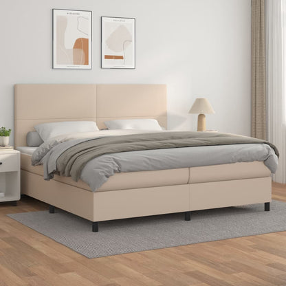 Box Spring Postel S Matrací Umělá Kůže Cappuccino