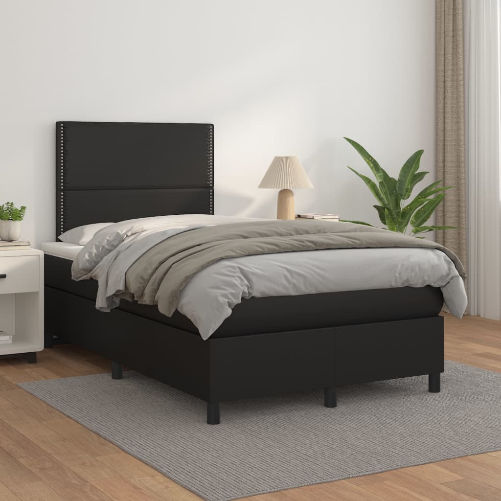 Box Spring Postel S Matrací Černá Umělá Kůže Černá