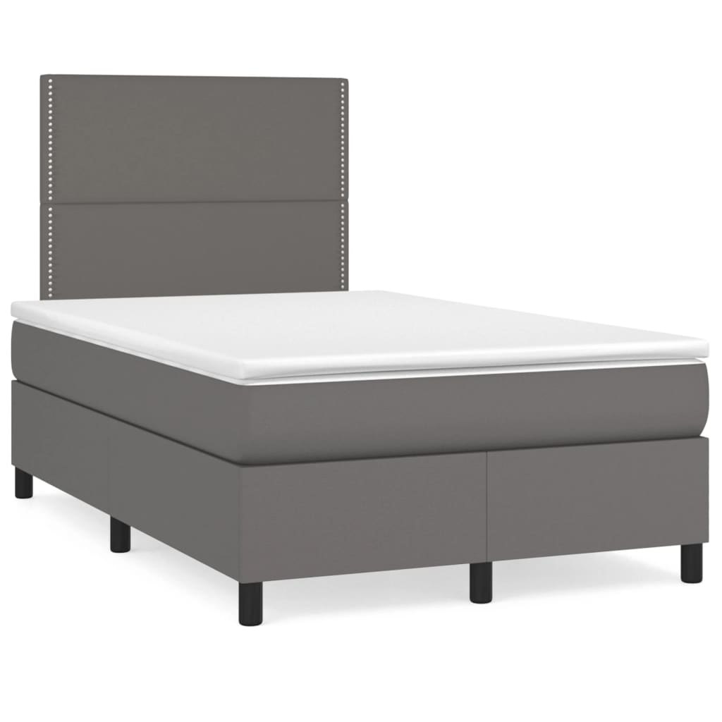 Box Spring Postel S Matrací Šedá Umělá Kůže Šedá