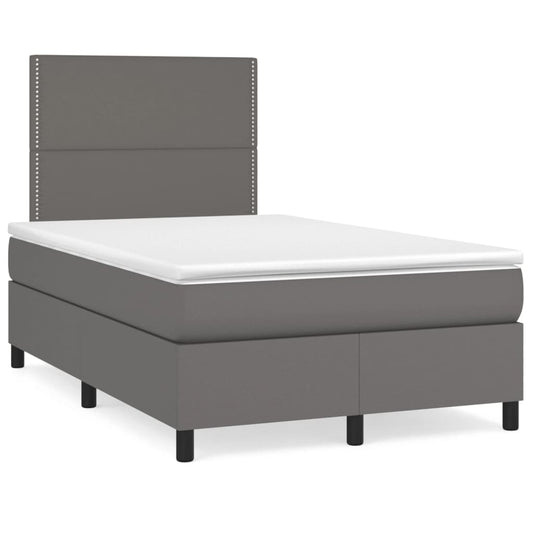 Box Spring Postel S Matrací Šedá Umělá Kůže Šedá