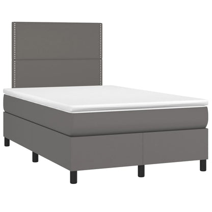 Box Spring Postel S Matrací Šedá Umělá Kůže Šedá