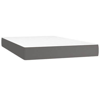 Box Spring Postel S Matrací Šedá Umělá Kůže Šedá