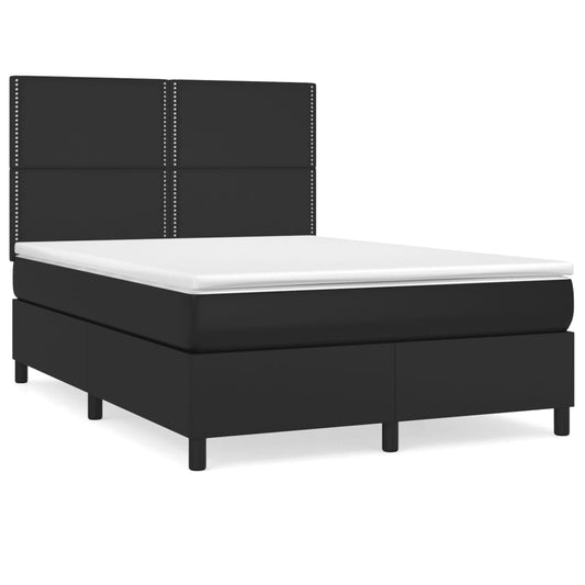 Box Spring Postel S Matrací Černá Umělá Kůže Černá