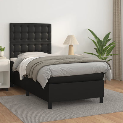 Box Spring Postel S Matrací Černá Umělá Kůže Černá