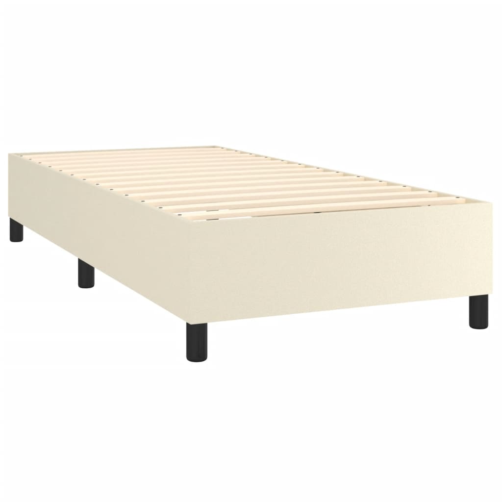 Box Spring Postel S Matrací Krémová 90X200 Cm Umělá Kůže