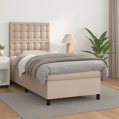Box Spring Postel S Matrací Umělá Kůže Cappuccino
