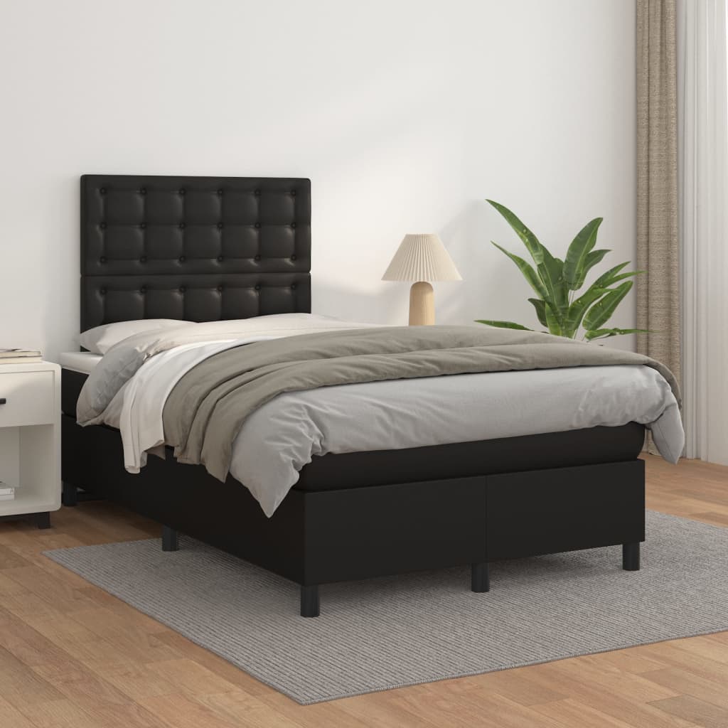 Box Spring Postel S Matrací Černá Umělá Kůže Černá